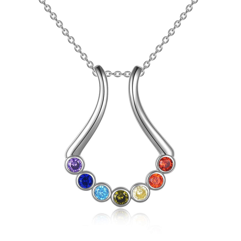 [Australia] - VONALA 7 Chakra Necklace for Women, 925 Sterling Silver Ring Holder Pendant Jewellery Gifts for Wife Nurse 