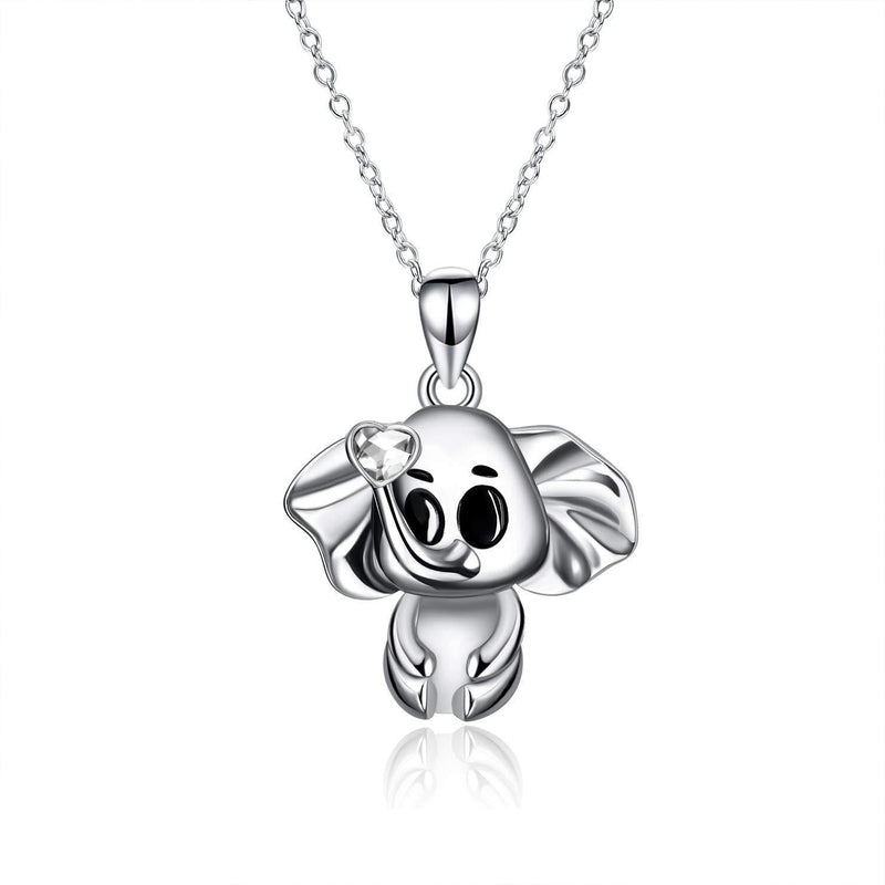 [Australia] - AOBOCO 925 Sterling Silver Lucky Elephant Necklace for Women Amulet Pendant Necklace Cute Animal Pendant With Clear Crystal From Austria Jewellery Christmas Gifts to Family 