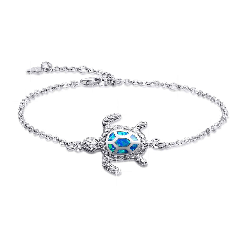 [Australia] - Blue Opal Sea Turtle Bracelet Sterling Silver Bracelets Jewelry For Women Gifts 4 Level Adjustable Bracelet 