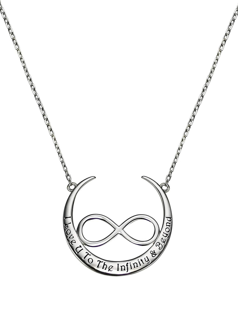 [Australia] - I Love You to The Infinity & Beyond Moon Necklace 925 Sterling Silver Pendant Necklaces Gifts for Women 18" Chain 