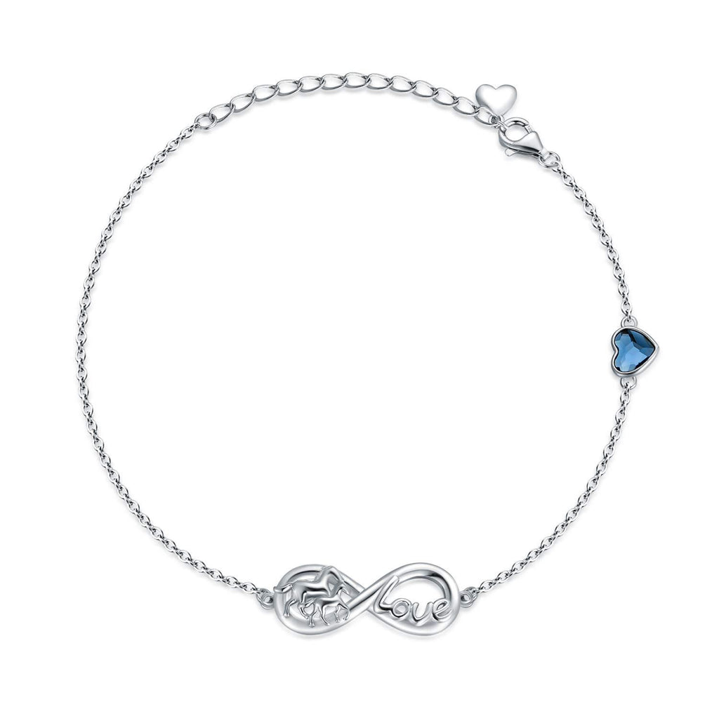 [Australia] - Sterling Silver Horse Infinity Bracelet, Horse Gifts for Girls Women Daughter 7-9'' 