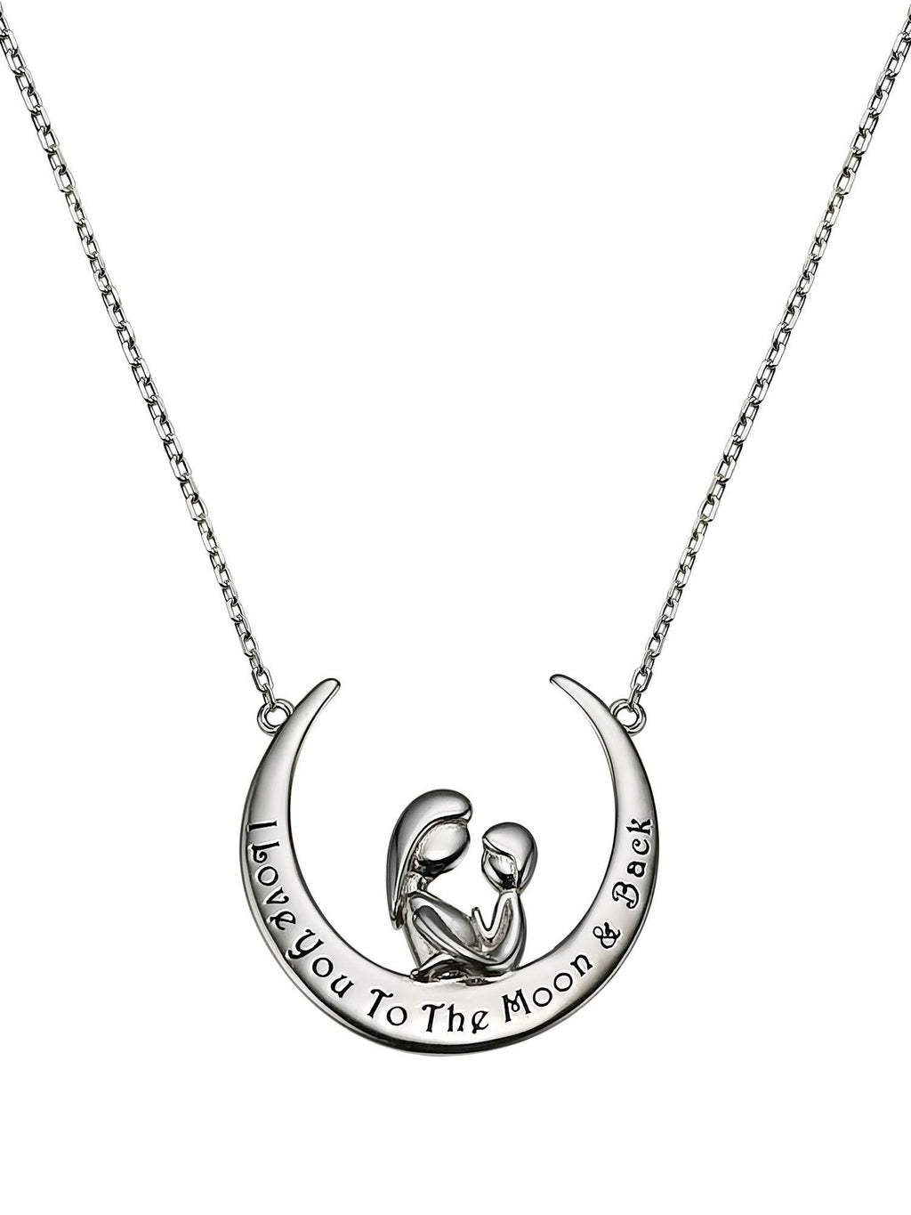 [Australia] - I Love You to The Moon & Back 925 Sterling Silver Moon Pendant Necklace for Women Girls Gifts 18" Chain Necklaces 