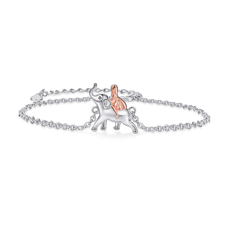 [Australia] - Silver Infinity Friendship Bracelets,Ring Tree of Life Earrings Bracelet Women Bracelet 925 Sterling Silver Adjustable Chain for Best Friends,Sister,Daughter,Mum D-Elephant 