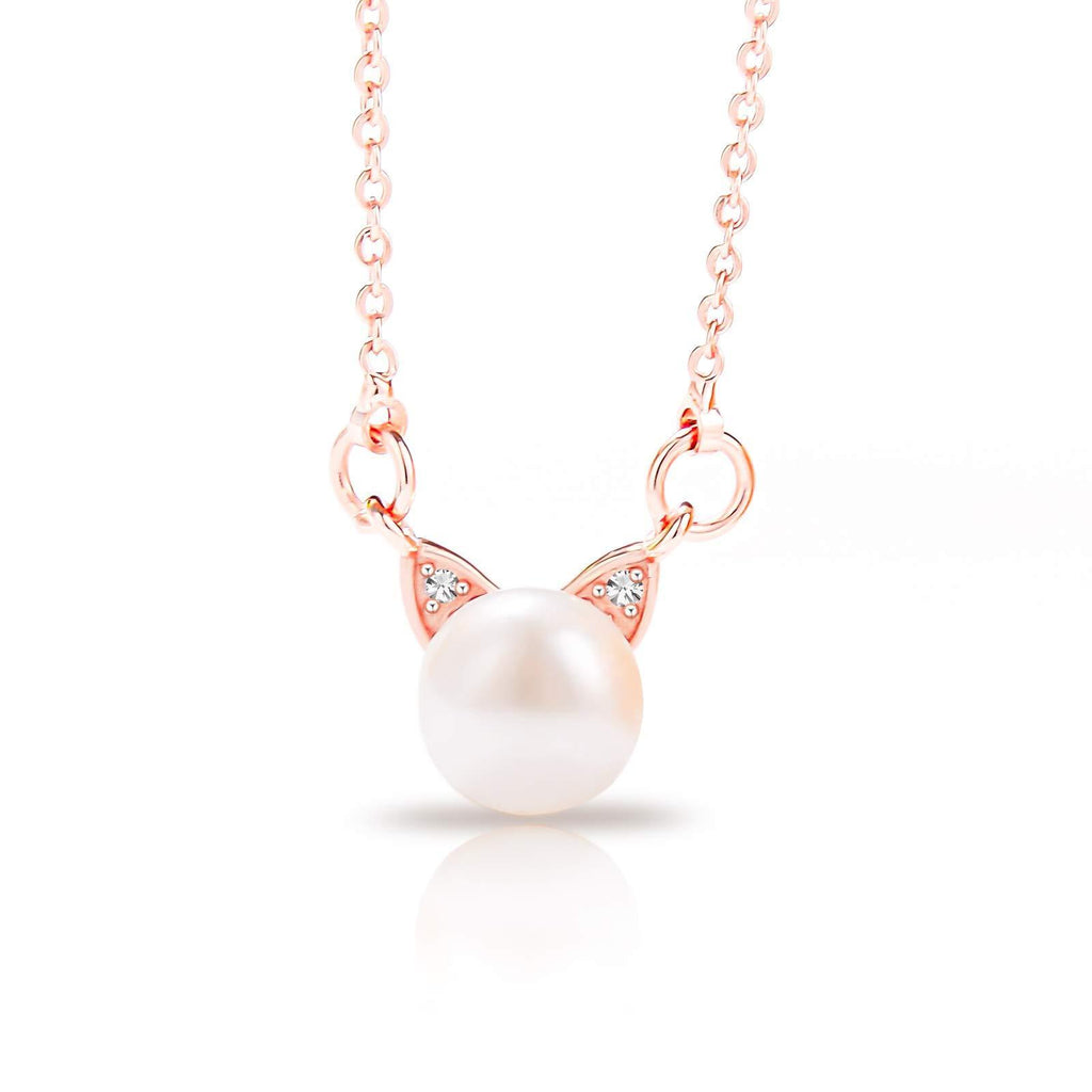 [Australia] - VU100 Cat Necklace for Women Girls Kitty Cat Pendant Jewelry with Shiny White Crystal Cat Lover Gifts for Mother's Day Birthday Christmas Party (Rose Gold) 