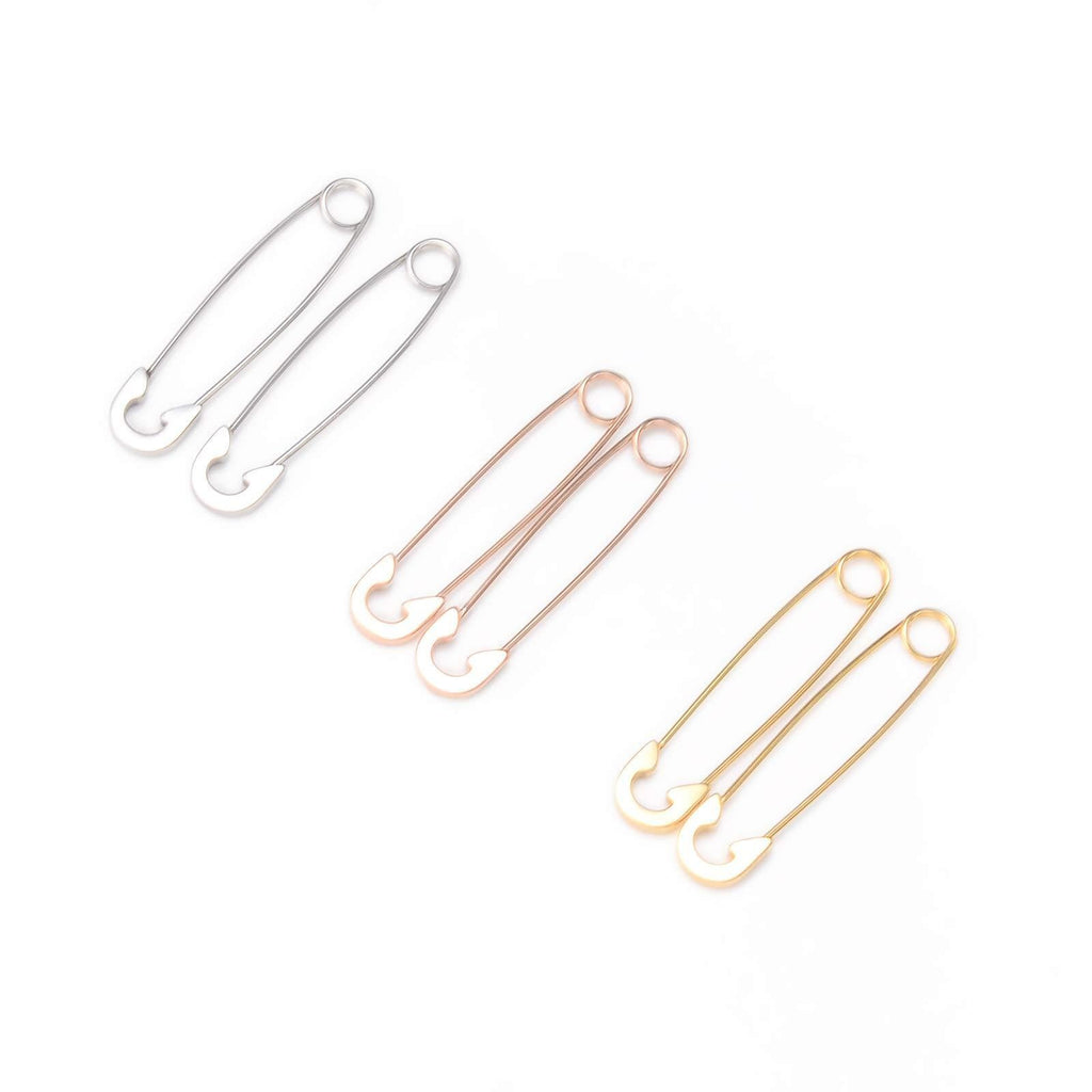 [Australia] - VU100 Safety Pin Earrings for Women Girls Teens Minimalist Hoop Punk Earrings Hypoallergenic Stainless Steel Birthday Gift Gold/Silver/Rose Gold 