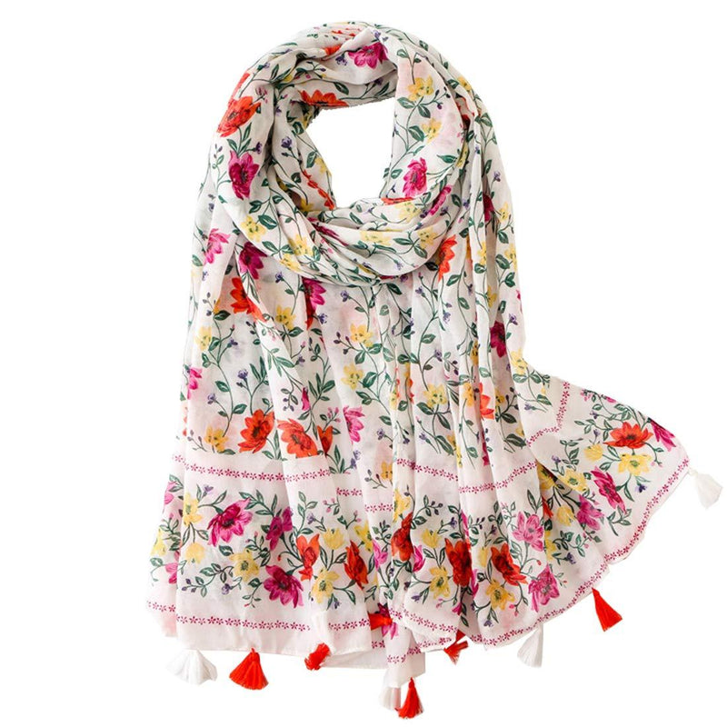 [Australia] - FAIRYGATE Scarf for Women Lightweight Floral Flower Scarves for Spring Summer Autumn Winter Shawl Wrap 0226 L 