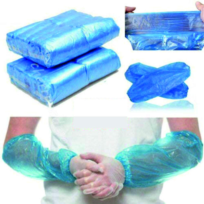 [Australia] - HOT BARGAINS Disposable Arm Sleeves Covers Plastic Oversleeves For Home Cleaning Medical Waterproof Cover One Size Blue (PACK OF 100) 