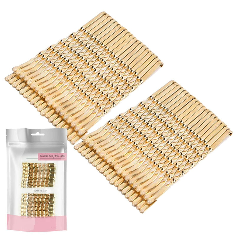 [Australia] - BasicSense 36 PCS Premium Strong Metal Kirby Grips Bobby Spiral Twisted Hair Pins for Thick Hair, 5.5cm(2.1 inch), Gold 