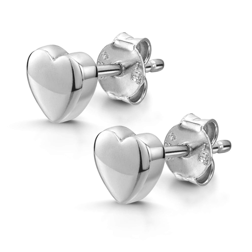 [Australia] - Amberta Women and Girls 925 Sterling Silver Stud Earrings Geometrical Heart Shape Studs Silver Heart Studs 