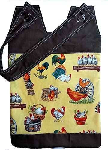[Australia] - 100% Cotton Catheter Night Bag Holder with Handle. Cover for a Catheter Night Bag. Nutex. Chickens Pattern. 