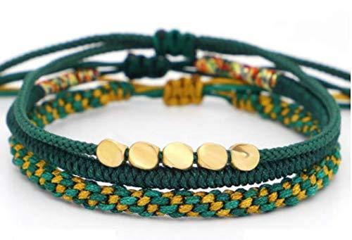 [Australia] - Diamond Knot Braided Bracelet - GOODCHANCEUK 3Pcs Adjustable Copper Beads Tibetan Woven Bracelet Friendship Hand-woven Transfer Bracelet For Men And Women 
