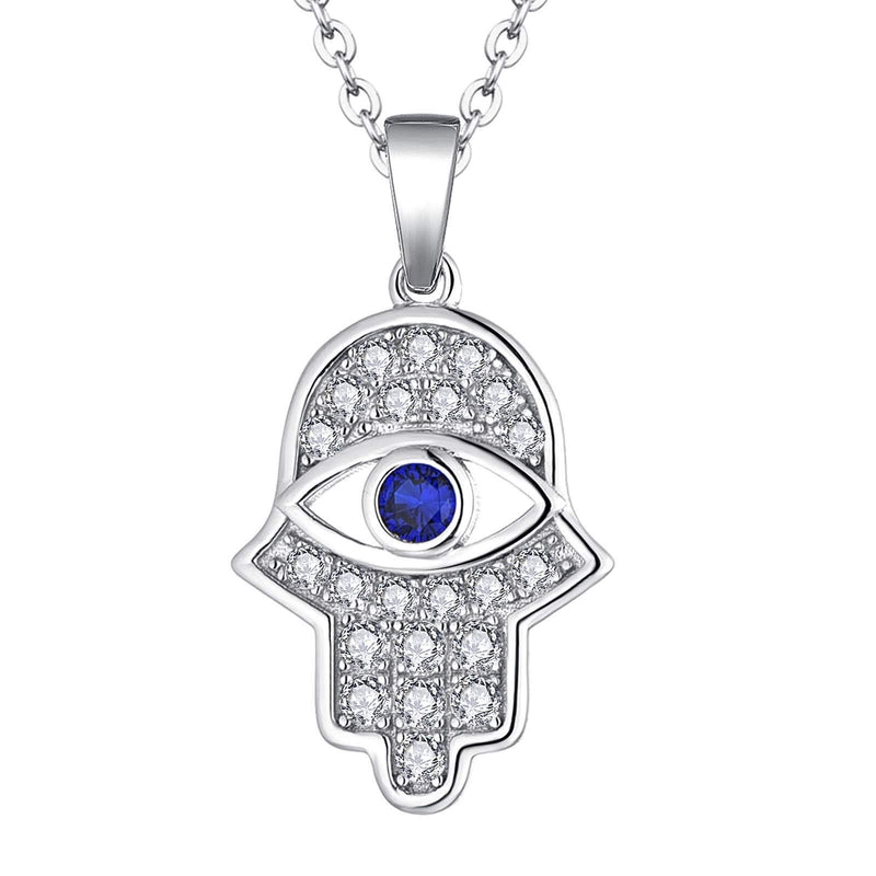 [Australia] - JO WISDOM Women 925 Sterling Silver Hamsa Pendant Fatima Hand Necklace Rhodium Plated 