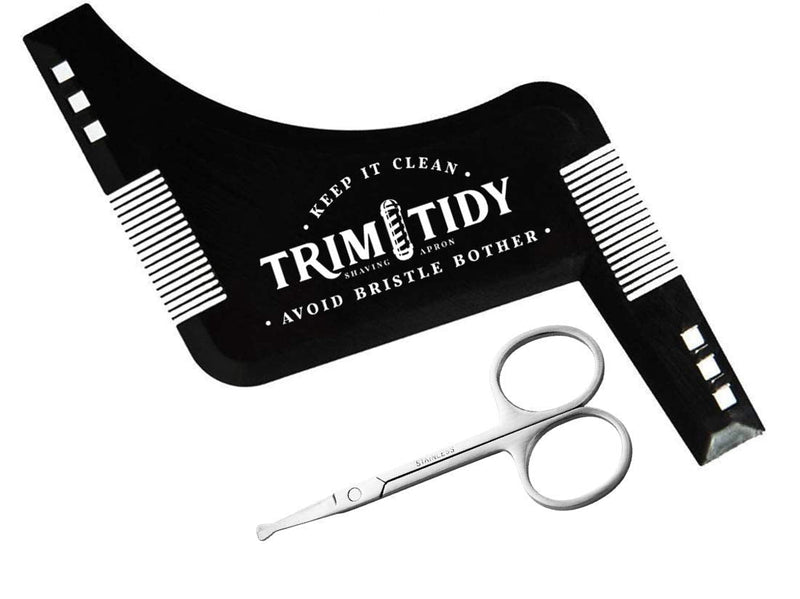 [Australia] - Harlington Group Beard Shaping Tool + Nose Hair Scissors Beard Styling Comb and Template Men's Facial Hair Shaper for Curve Cut, Edging, Neckline, Step Cut & Goatee Beard 