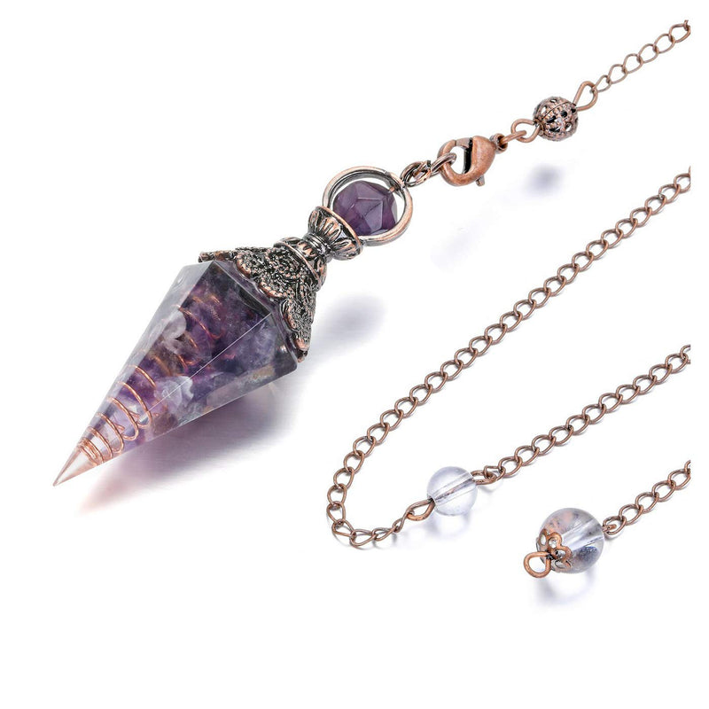 [Australia] - JOVIVI Amethyst Dowsing Pendulum Crystal Healing Purple Hexagonal Gemstone Crystals Point Pendulum for Divination Dowser Scrying 