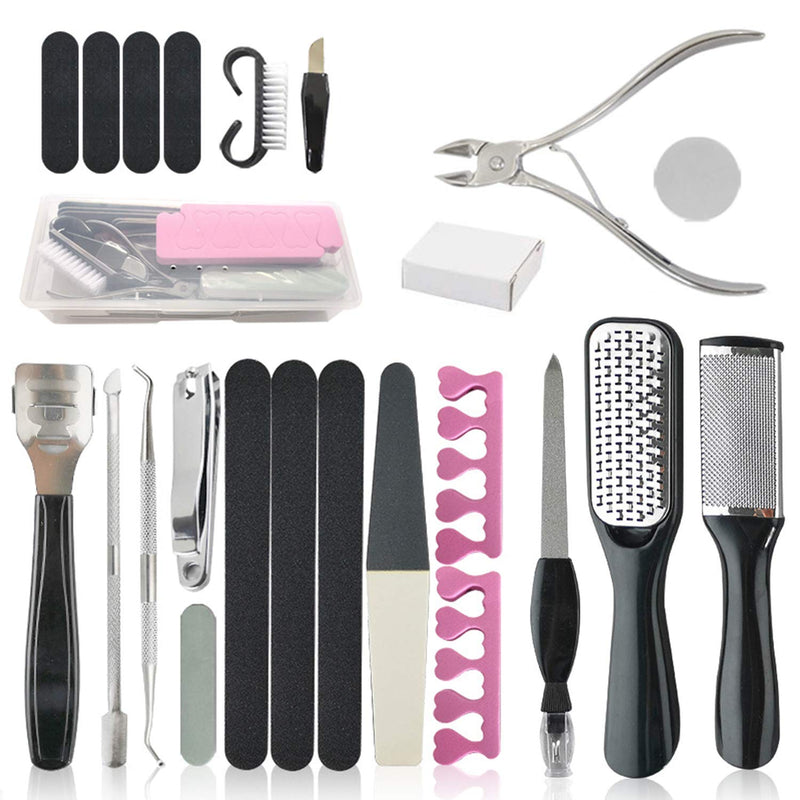 [Australia] - 23 Pieces Pedicure Set Professional Tools, Foot Care Kit Foot Rasp Foot Dead Skin Remover Pedicure Kit, Stainless Steel Professional Manicure Tools for Christmas Gift 