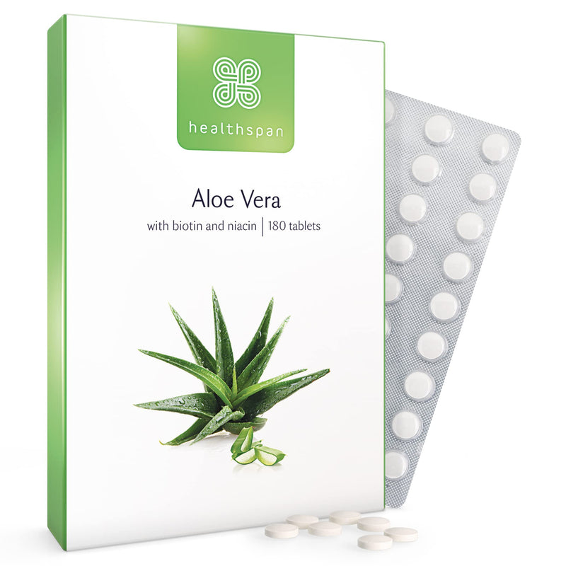 [Australia] - Healthspan Aloe Vera 10,000mg (180 Tablets) | Supports Normal Metabolism | 10,000mg Pure Aloe Vera Gel | Helps to Maintain Normal Immune System | Added B Vitamins | Vegan Friendly 
