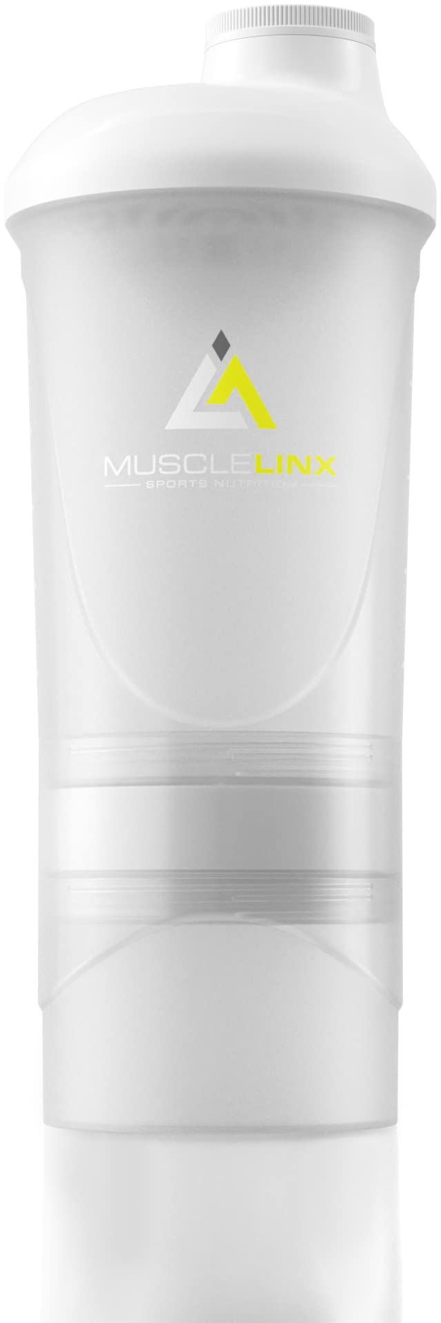 [Australia] - White Protein Shaker Plus Storage Screw top 100% Leak Proof Drinks Bottle 500ml to 700ml by Musclelinx 