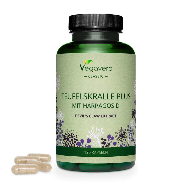 [Australia] - Devil’s Claw Vegavero® | 4400mg (8:1) Extract | 120 Vegan Capsules | Natural Joint Support with White Willow Bark & Ginger | Harpagophytum with 2% Harpagoside | NO Additives 
