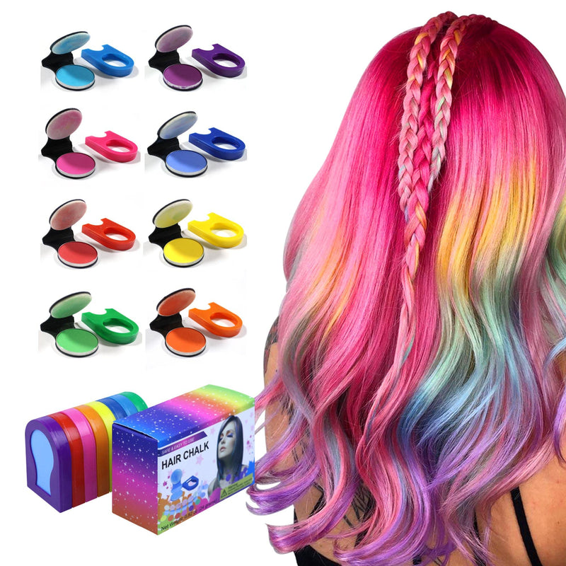 [Australia] - Pinkiou 8 Pcs Hair Chalk Dye, Portable Temporary Bright Hair 8 Color Dye for Girls Kids Women Gifts for Halloween Makeup Birthday DIY Washable 