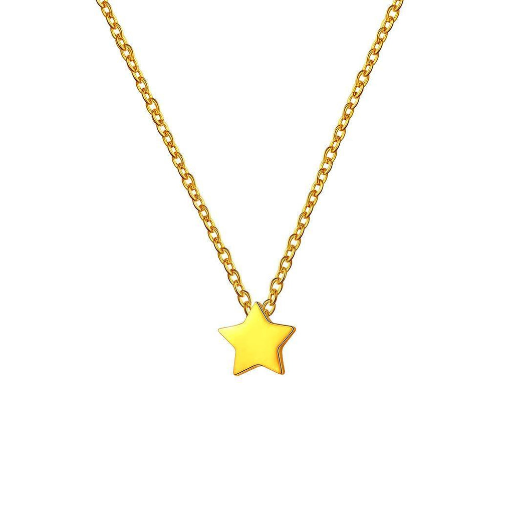 [Australia] - Hipunk Tiny Small Necklace Women 316L Stainless Steel 18k Gold/Rose Gold Plated Minimalist Heart/Star/Triangle/and/Music/Moon Dainty Pendant Fashion Jewelry hexagonal-gold 