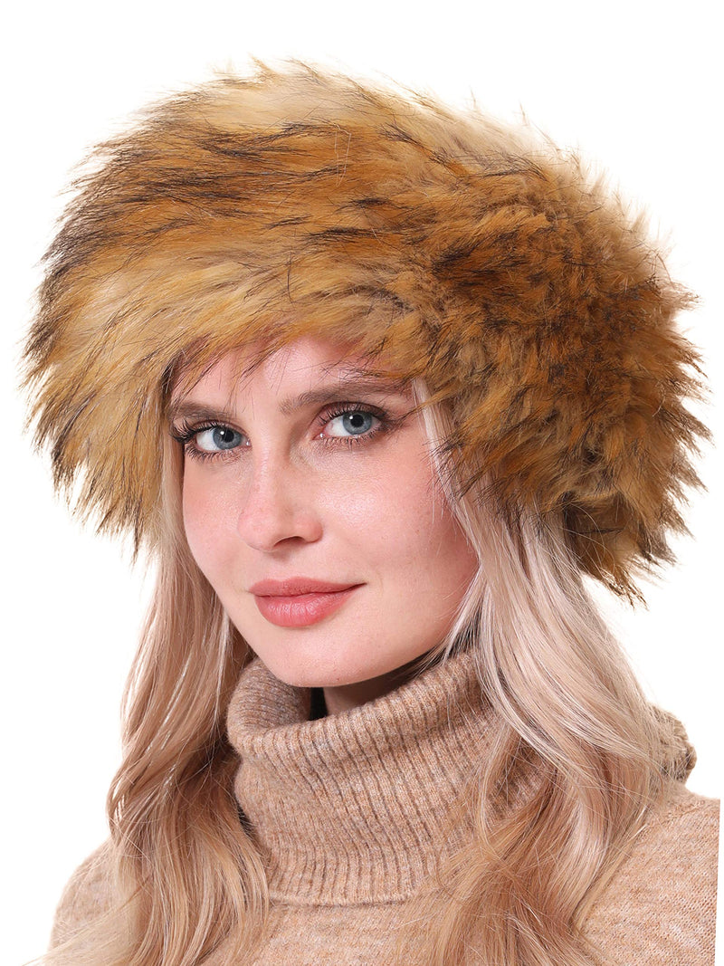 [Australia] - soul young Women's Faux Fur Headband with Stretch Winter Earwarmer Earmuff Nature 2 