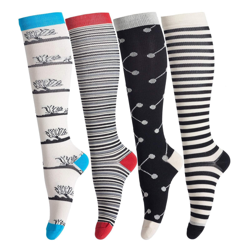 [Australia] - Compression Socks for Men & Women (4Pair) Non-Slip Long Tube Support Stocking Ideal for Running,Nurse,Travel,Flight, Pregnancy 15-25mmHg Beige L-XL 