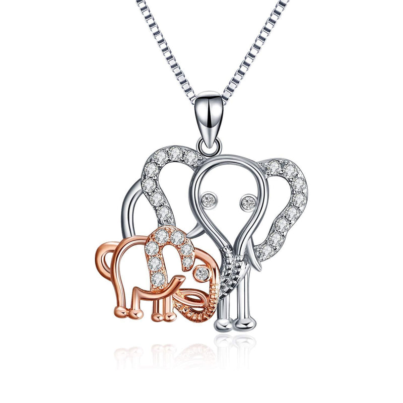 [Australia] - VENACOLY Mother Daughter Necklace Sterling Silver Elephant Pendant Mothers Day Birthday Jewellery Gifts for Mum Daughter 