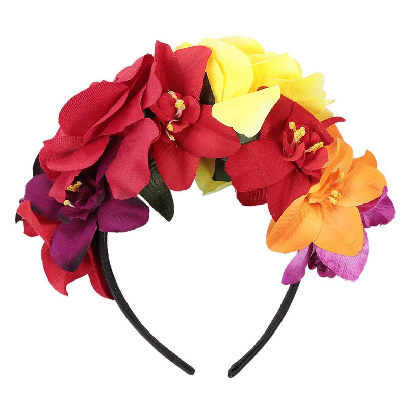 [Australia] - Halloween Rose Flower Hair Bands Day of The Dead Headband Halloween Headdress Mexican Headband for Women Girls Style 1 Blue 
