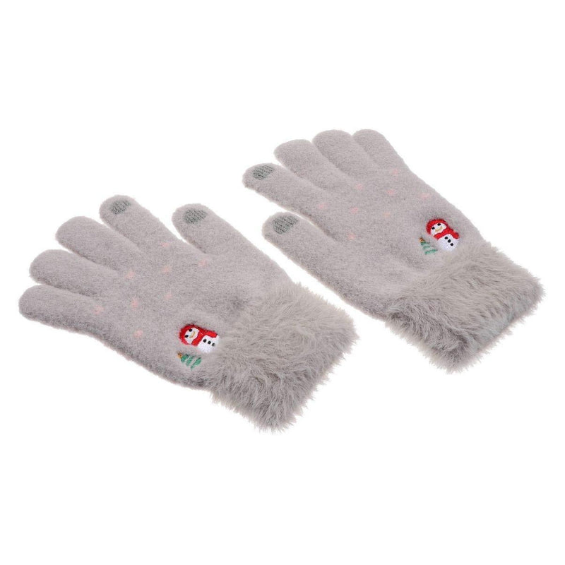 [Australia] - SOIMISS Cute Winter Warm Gloves Winter Mitten Gloves Christmas Touchscreen Mittens for Women Girls Ladies(White) Grey 