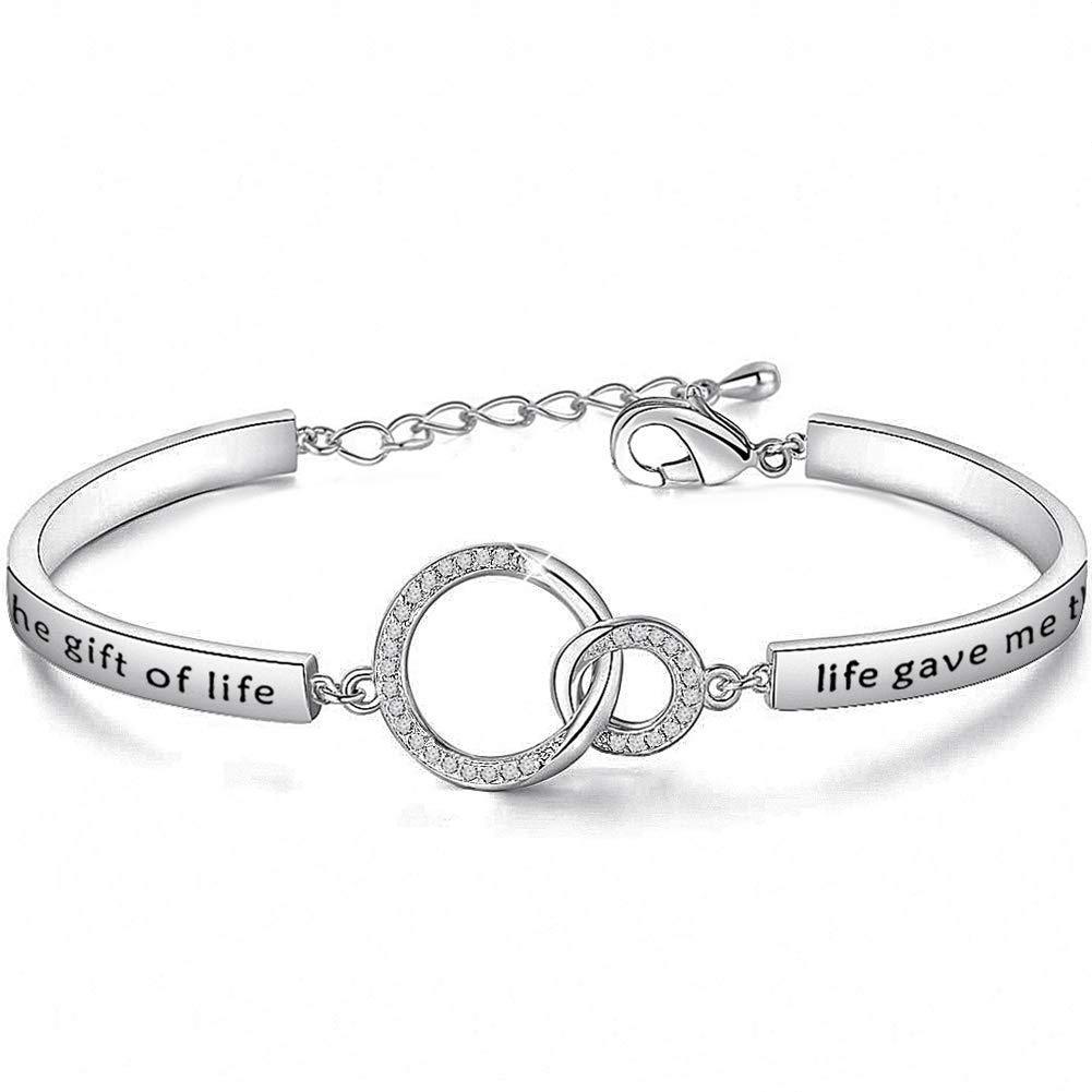 [Australia] - MYSOMY Stepdaguther Bracelet Bonus Daughter Gifts for Daughter in Law Stepdaughter I Didn't Give You the Gift of Life Life Gave Me the Gift of You White Gold 