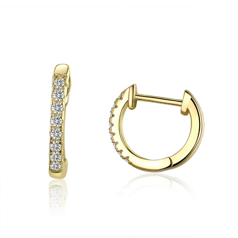 [Australia] - Qings Gold Plated Zircon Tiny Huggie Hoop Earrings 925 Sterling Silver Fashion Trend Earrings as Gift for Girlfriends 