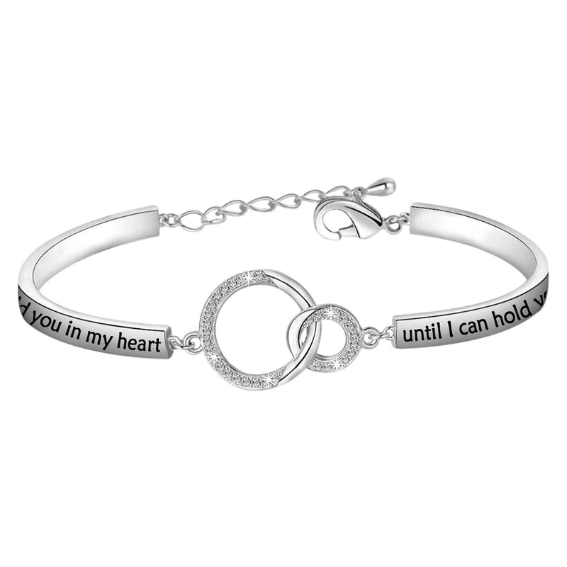 [Australia] - MYSOMY Memorial Bracelet Sympathy Jewelry Inspirational Memorial Gifts I'll Hold You in My Heart until I can Hold You in Heaven White Gold 