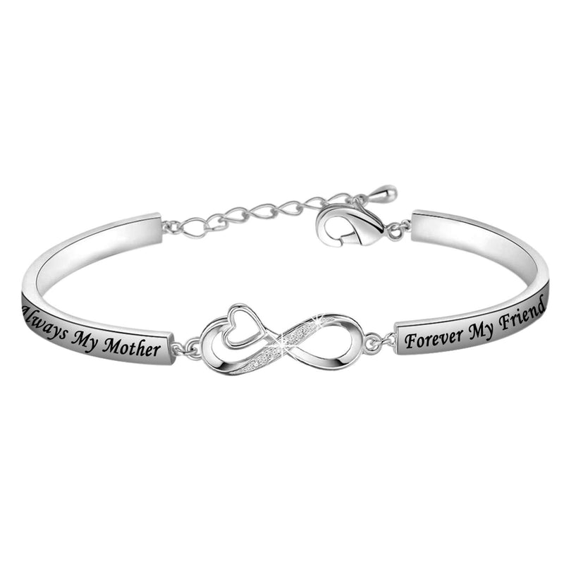 [Australia] - MYSOMY Mom Bracelet Always My Mother Forever My Friend Bracelet Mom Gifts from Daughter Son White Gold 