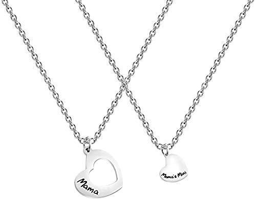[Australia] - Mother Daughters Necklace Set Mom Daughter Matching Heart Jewelry Gift for Mom Mother's Day Necklaces Mama Mini Set Necklace 