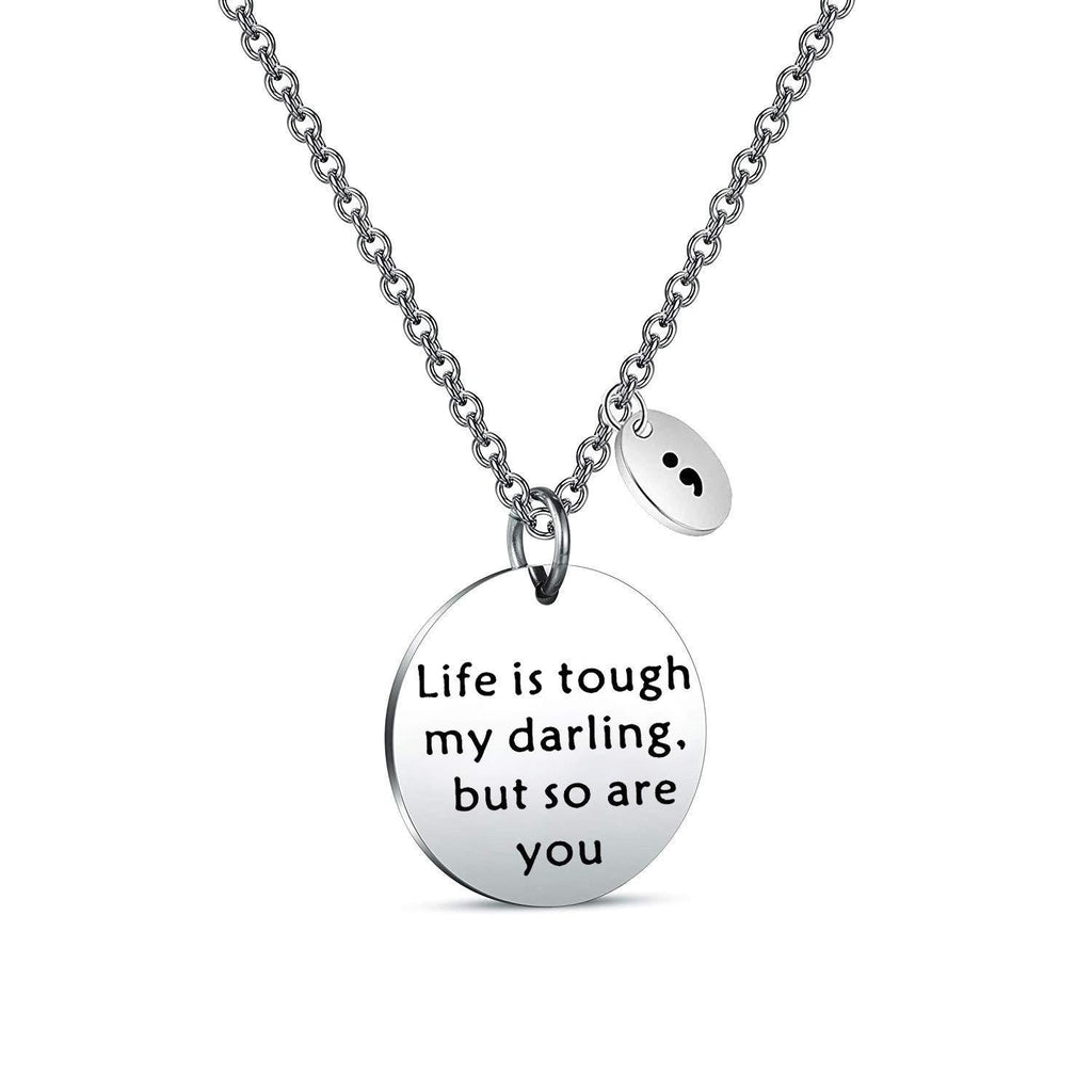 [Australia] - MYSOMY Life is Tough but so are You Bracelet Semicolon Mental Health Awareness Jewelry Surgery Recovery Gifts Necklace 