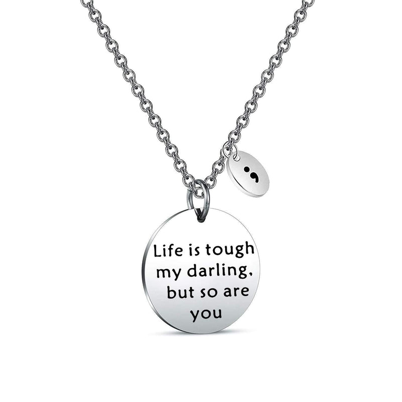 [Australia] - MYSOMY Life is Tough but so are You Bracelet Semicolon Mental Health Awareness Jewelry Surgery Recovery Gifts Necklace 