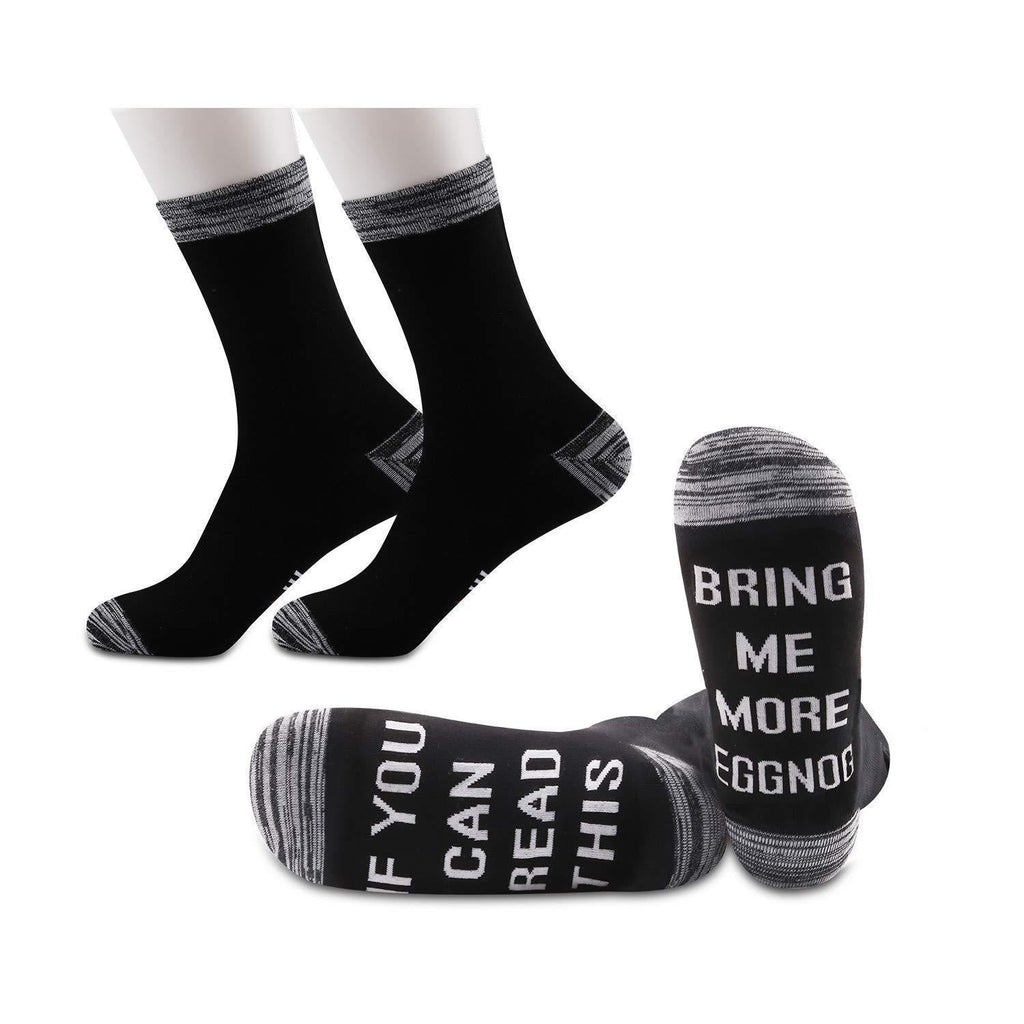 [Australia] - PYOUL 2 Pairs Eggnog Lover Socks Eggnog Gift If You Can Read This Bring Me More Eggnog Socks 