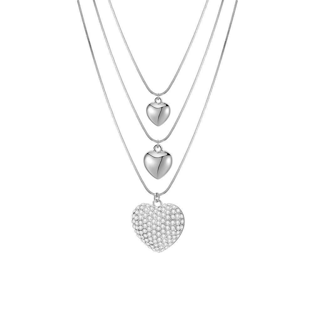 [Australia] - Ouran Heart Shape Pendant Necklace for Women, Detachable Layered Chain Hypoallergenic Silver Plated/Rose Gold Necklace with Crystal 