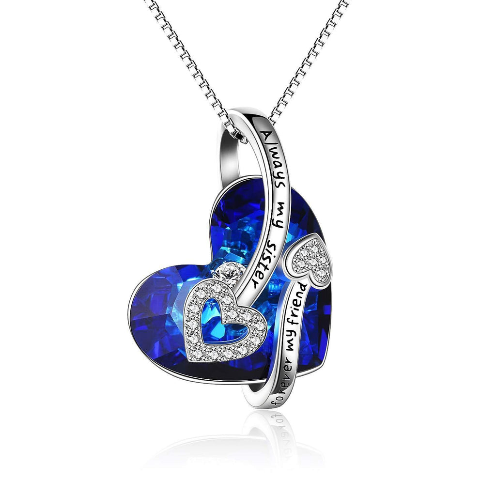 [Australia] - YFN Sister Gifts for Sister Birthday from Sister Sterling Silver Always My Sister Forever My Friends Love Heart Necklace with Crystal Jewellery for Women Best Friends 