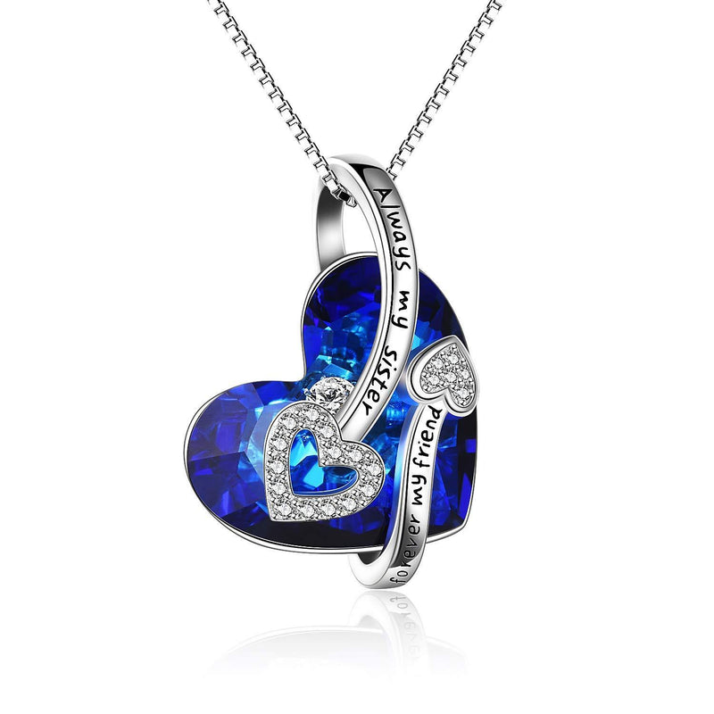 [Australia] - YFN Sister Gifts for Sister Birthday from Sister Sterling Silver Always My Sister Forever My Friends Love Heart Necklace with Crystal Jewellery for Women Best Friends 