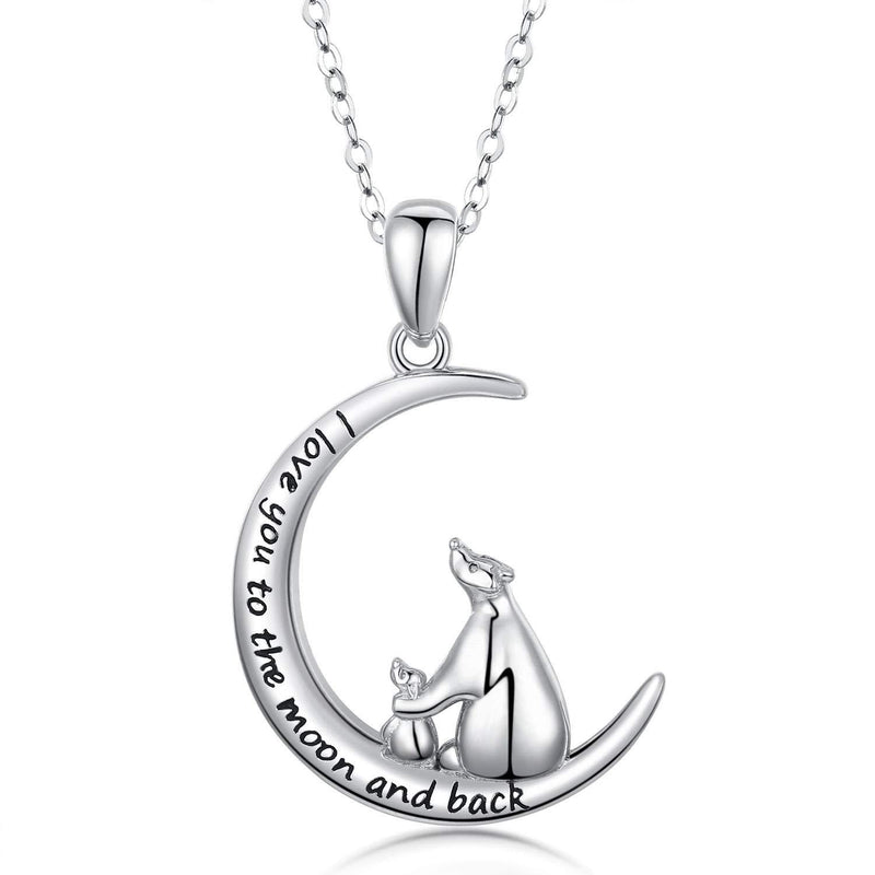 [Australia] - Polar Bear Necklace for Women 925 Sterling Silver Mother and Child Cute Animal Pendant Necklace Birthday Mother's Day Gifts for Girl Mum Moon 