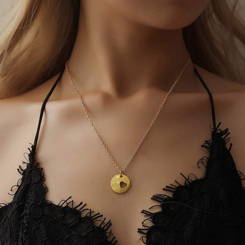 [Australia] - TseenYi Fashion Love Necklace Simple Hollow Peach Heart Pendant Jewelry for Women and Girls (Gold) 