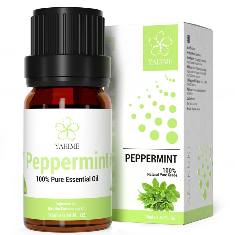 [Australia] - ASAKUKI Peppermint Essential Oil for Sharpening Concentration & Soothing Aches, 10mL - Premium Therapeutic Grade, Cruelty Free - 100% Pure Peppermint Oil for Aromatherapy - by YAHIME 