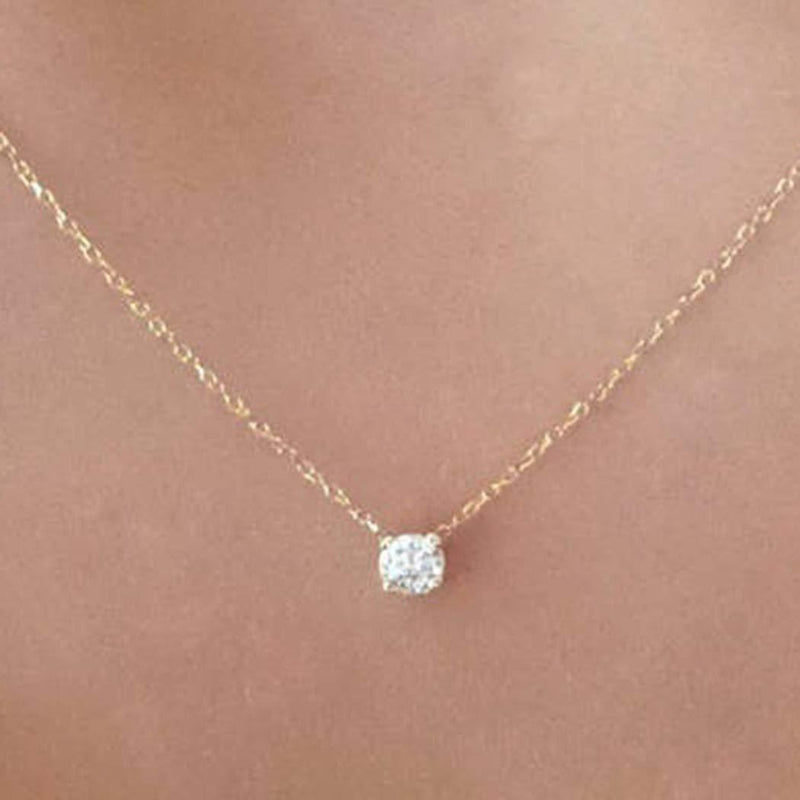 [Australia] - Yienate Fashion Necklace Rhinestone Ball Pendant Simple Jewelry for Women and Girls (Silver) Silver 