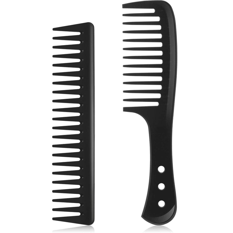 [Australia] - 2 Pieces Wide Tooth Detangling Comb Large Hair Detangling Comb Carbon Fiber Cutting Comb Anti-Static Heat Resistant Styling Comb for Long Wet Hair Curly Hair 