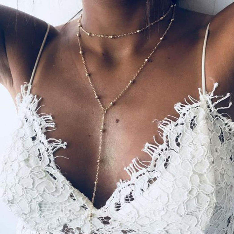 [Australia] - Yienate Boho Multilayer Necklace Tassel Bead Chain Layered Necklace Jewelry for Women and Girls (Gold) Gold 