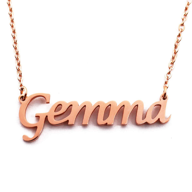 [Australia] - Gemma Personalised Name Necklace 18ct Rose Gold Plated, Custom Dainty Name Pendants, Jewellery for Ladies, Girlfriend, Mother, Sister, Friends 