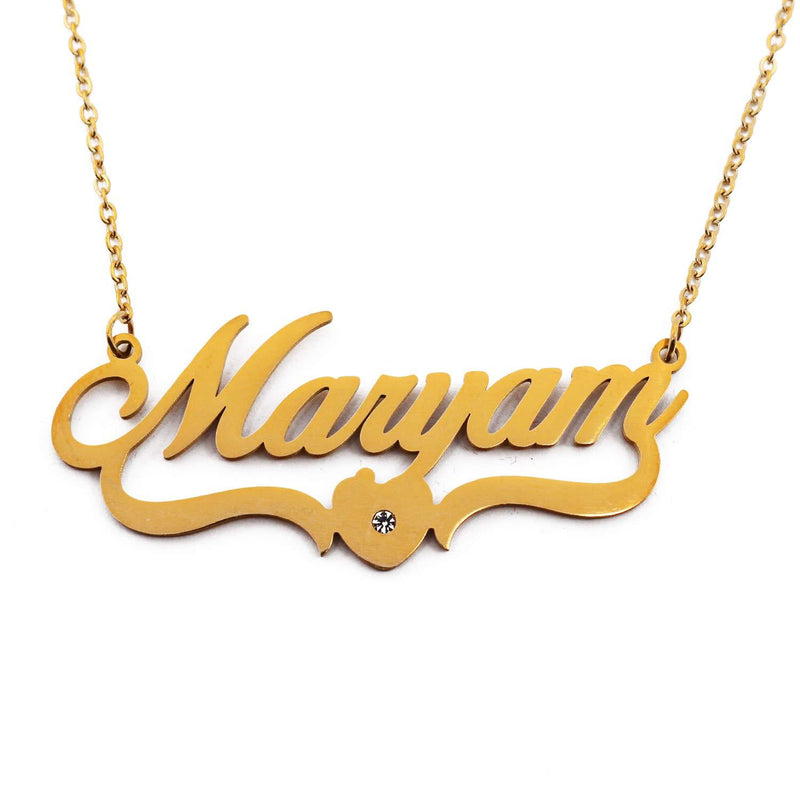 [Australia] - Maryam Personalised Heart Shaped Name Necklace Gold Plated, Custom Dainty Name Pendants, Jewellery for Ladies, Girlfriend, Mother, Sister, Friends 
