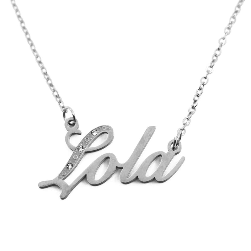 [Australia] - Lola Name Necklace Personalised Silver Tone, Custom Dainty Name Pendants, Jewellery for Ladies, Girlfriend, Mother, Sister, Friends 