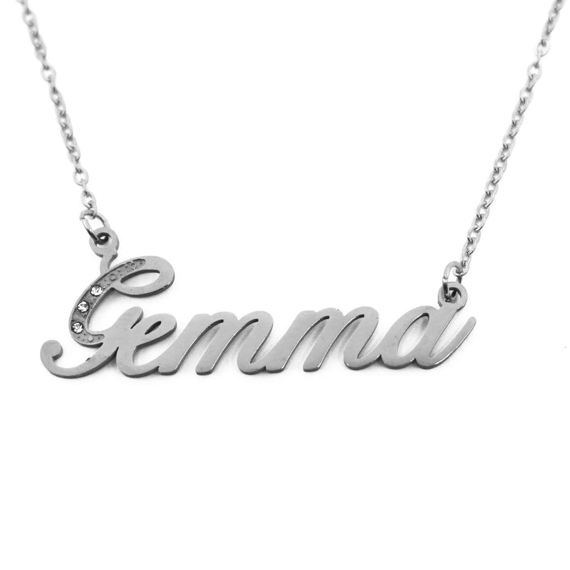 [Australia] - Gemma Italic Personalised Name Necklace With Cubic Zirconia Silver Tone , Custom Dainty Name Pendants, Jewellery for Ladies, Girlfriend, Mother, Sister, Friends 